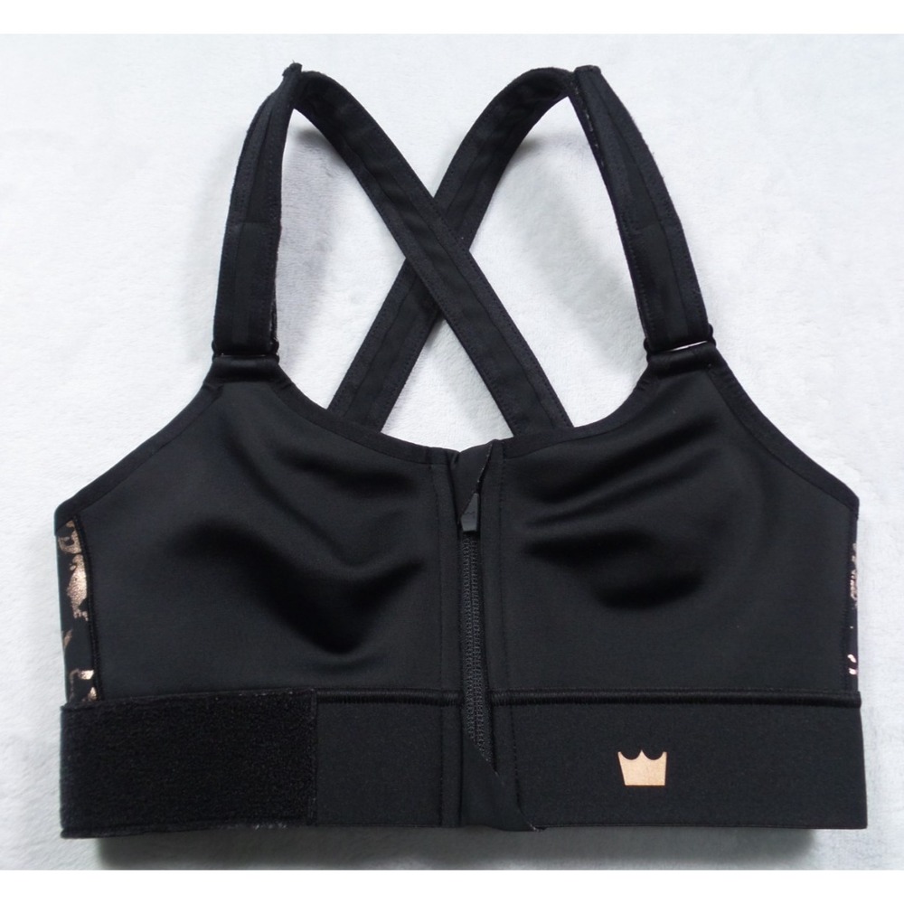 Shefit Sports Bra Womens Size Small Black Front Zip Supportive Adjustable